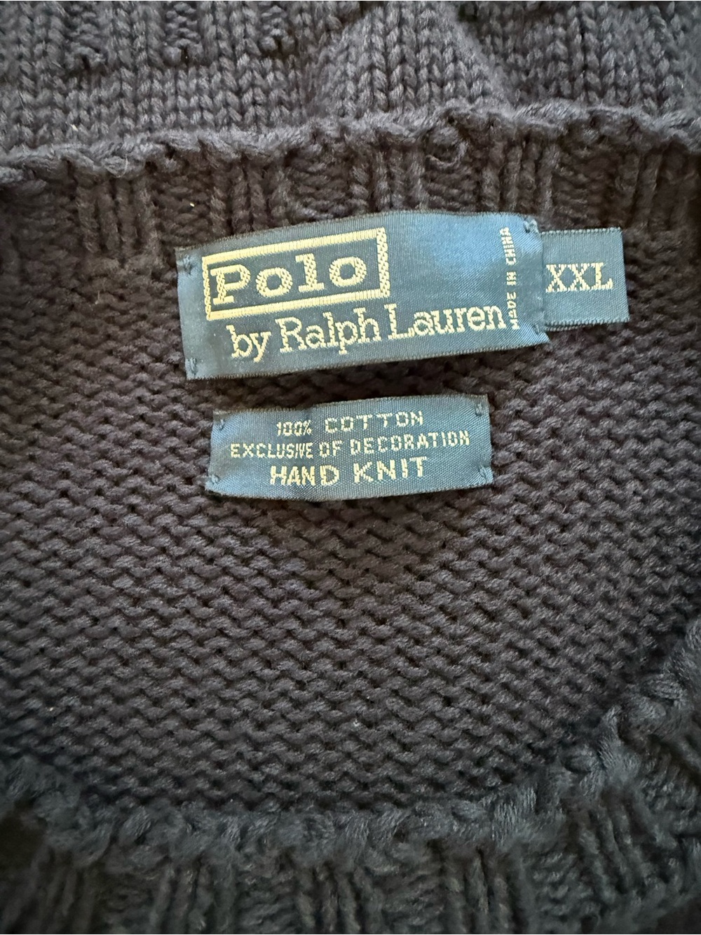 Vintage Polo by Ralph Lauren Bear Sweater-Hand Knit-Size XXL-Navy - Picture 4 of 7